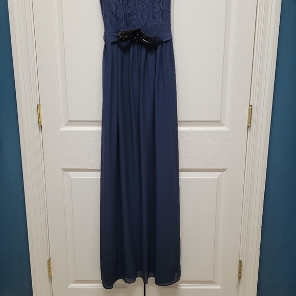 πHost Pickπ Belle Badgley Mischka Navy Full Length Formal Gown, Size 8 - Picture 5 of 14